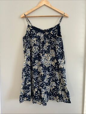 As U Wish Navy Floral Mini Dress with Cream & Light Yellow Flowers